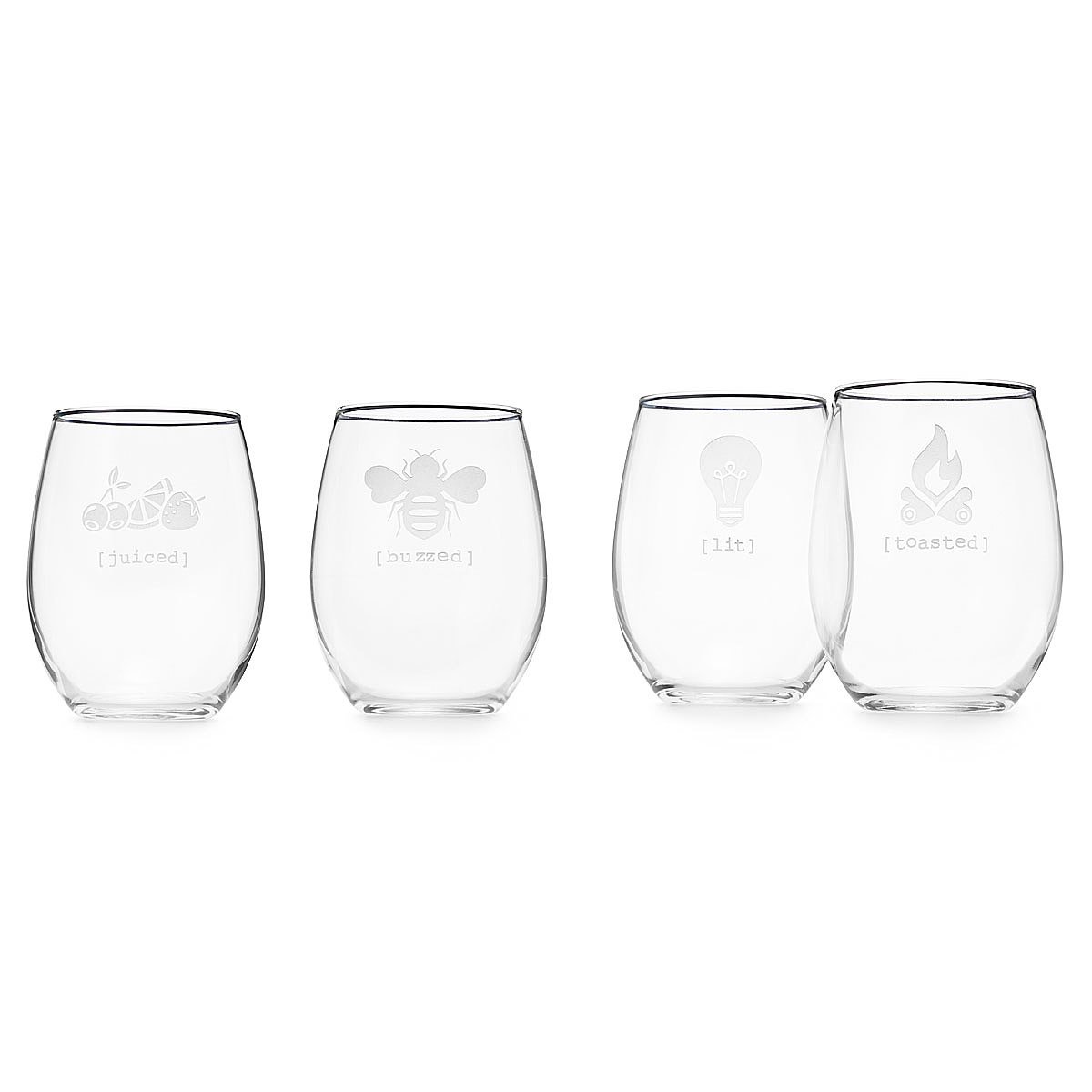 'Under the Influence' Stemless Wine Glass Set novelty wine glasses