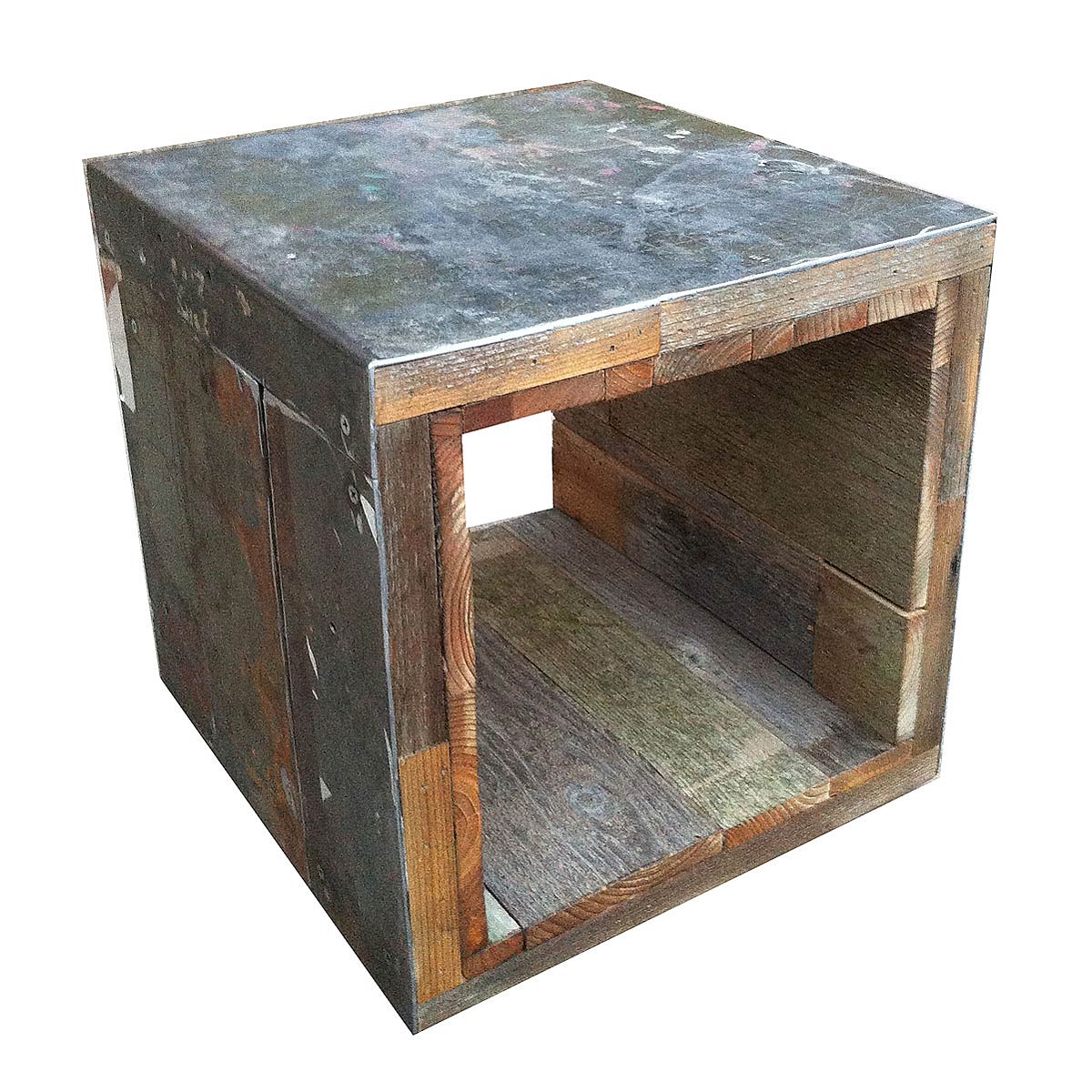 Open Ended End Table table, recycled wood, handmade