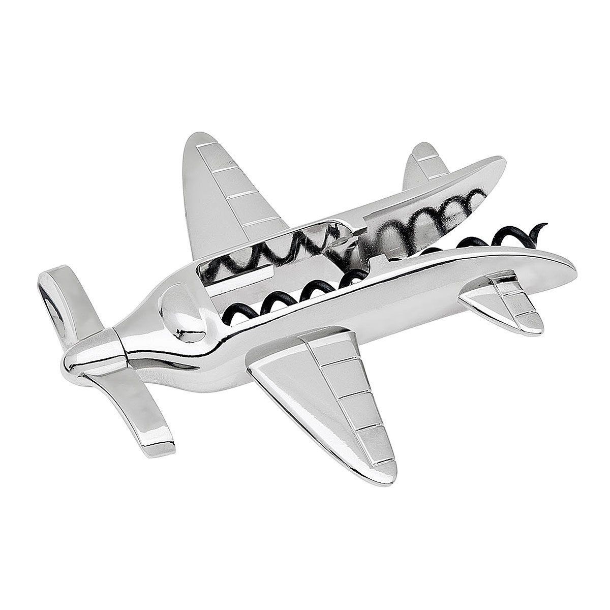 Airplane Self Pull Corkscrew wine bottle opener, plane, stainless