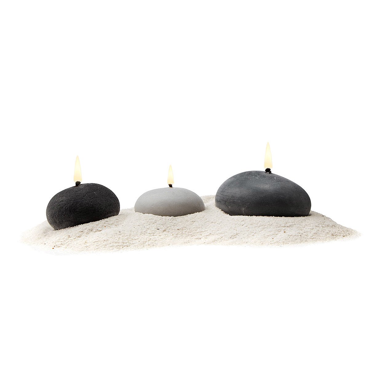 Beach Rock Candles Set of 3 round candles, unscented, Maine, beach