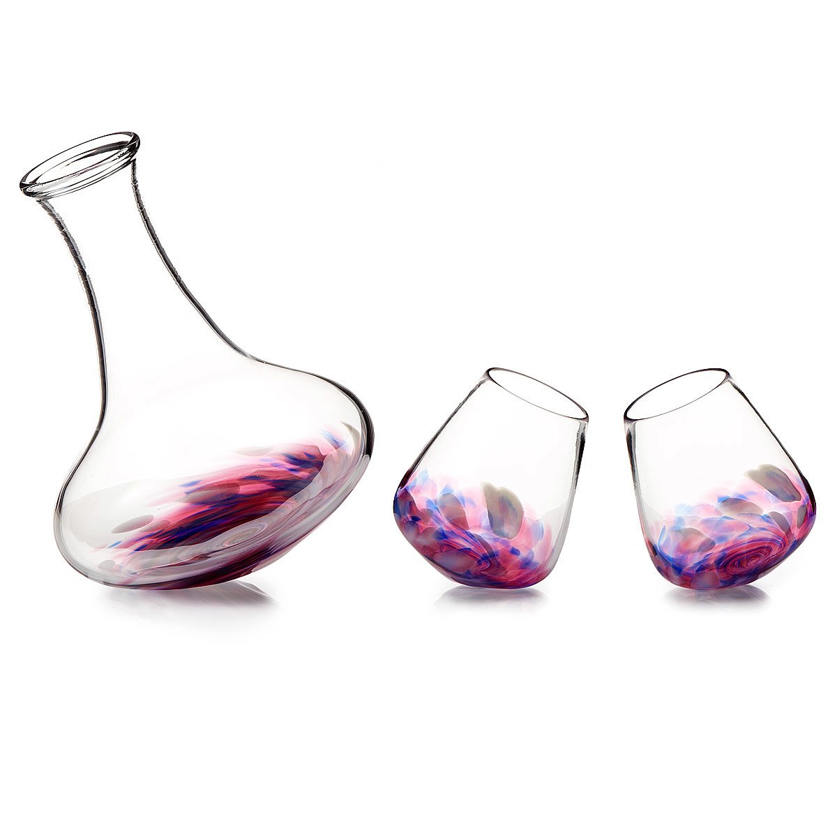 Spinning Glasses and Carafe wine glasses, pitcher, handmade