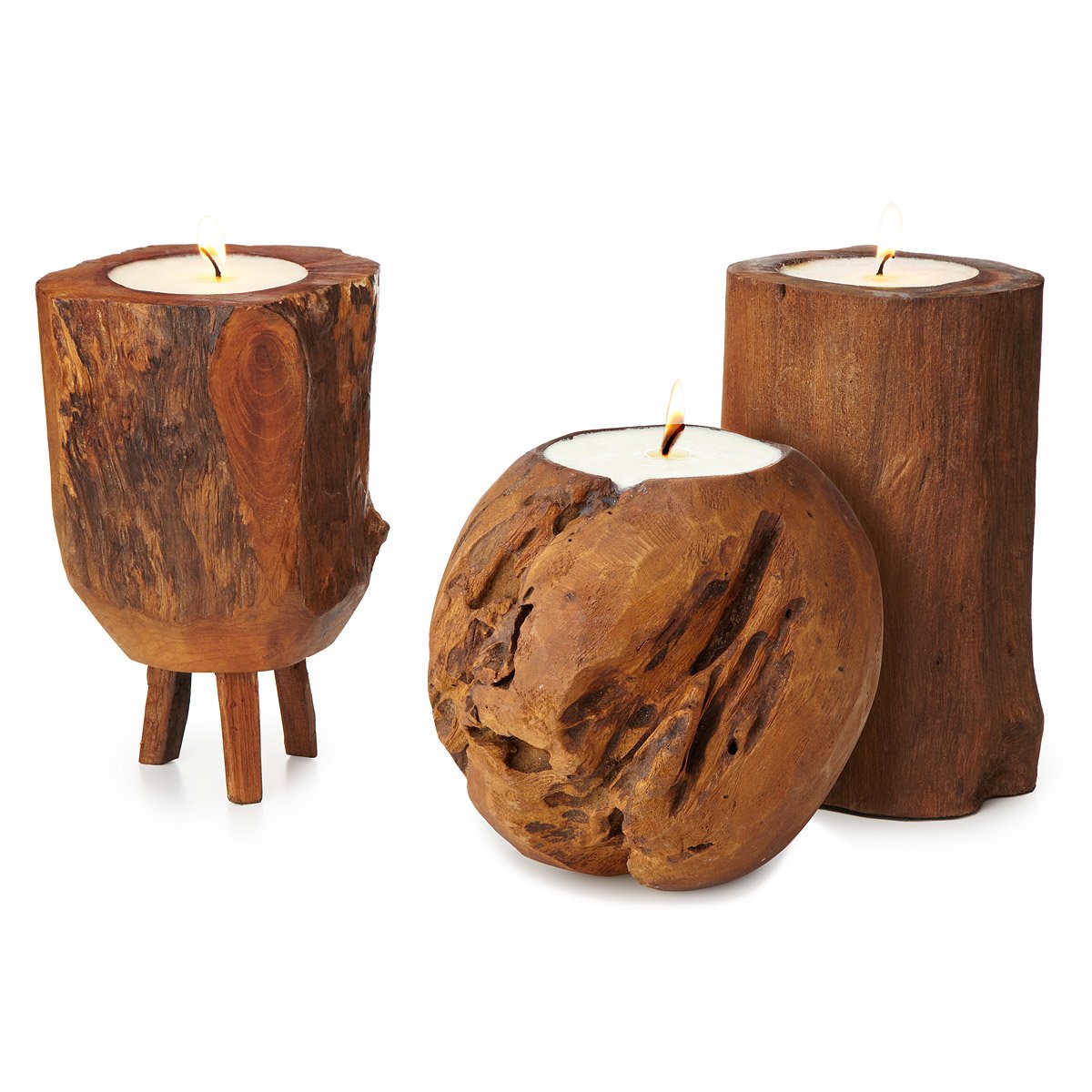 Teak Pillar Candles handmade candles, beeswax