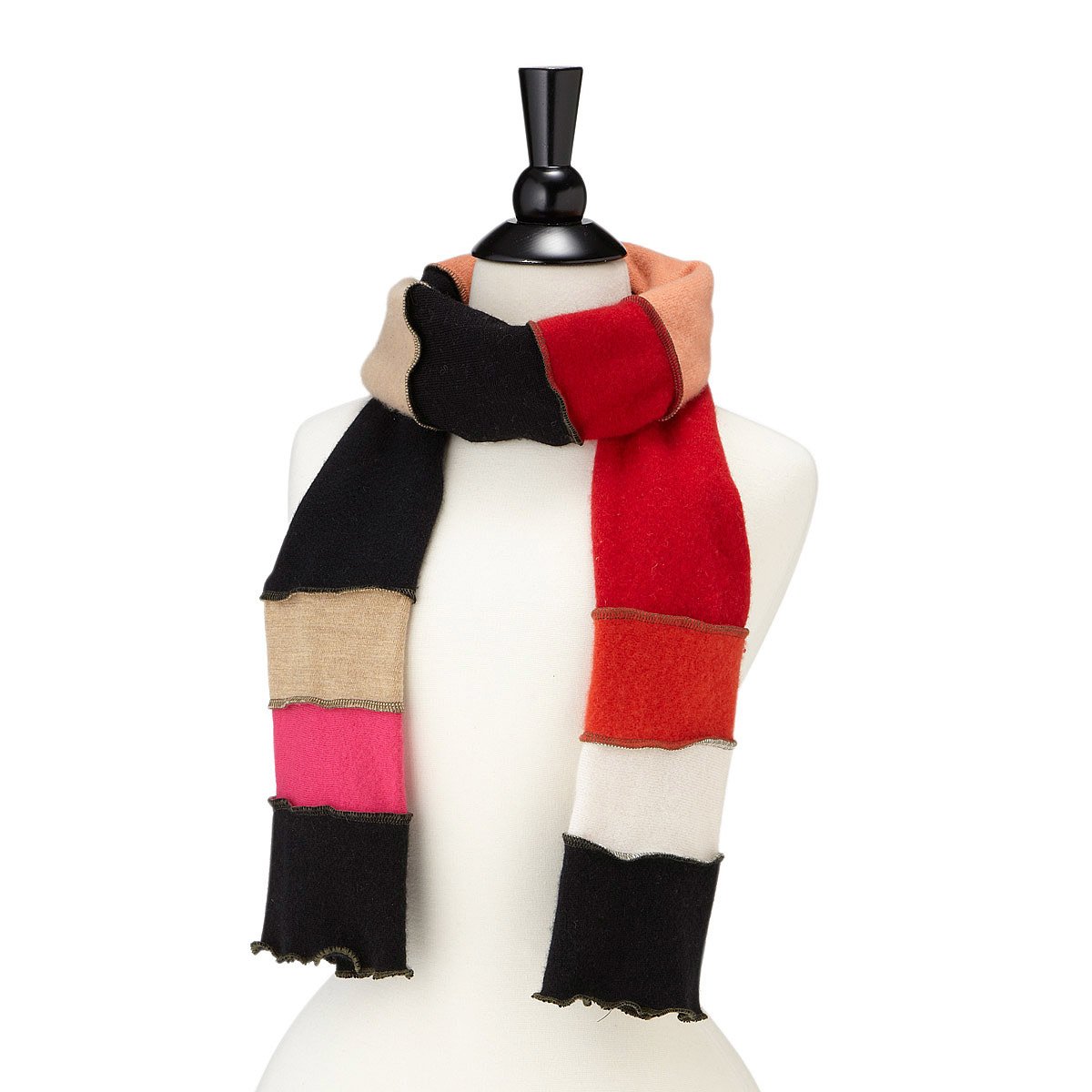 Upcycled Cashmere Sweaters Scarf Red & Blue Scarves