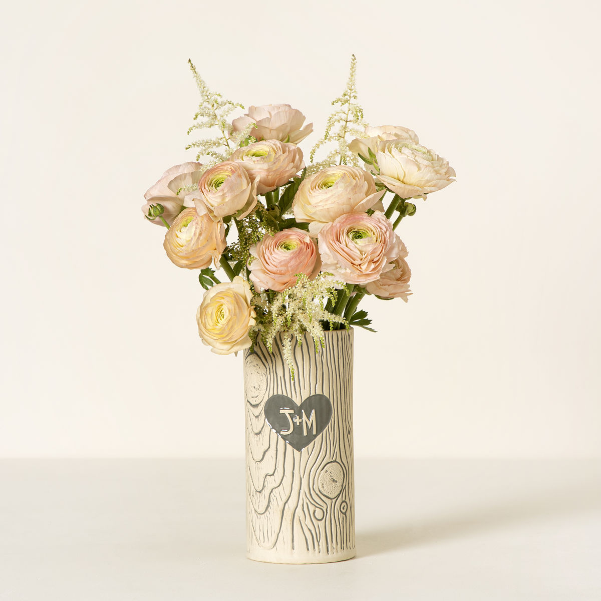 Personalized Faux Bois Vase tree carving, handmade vase