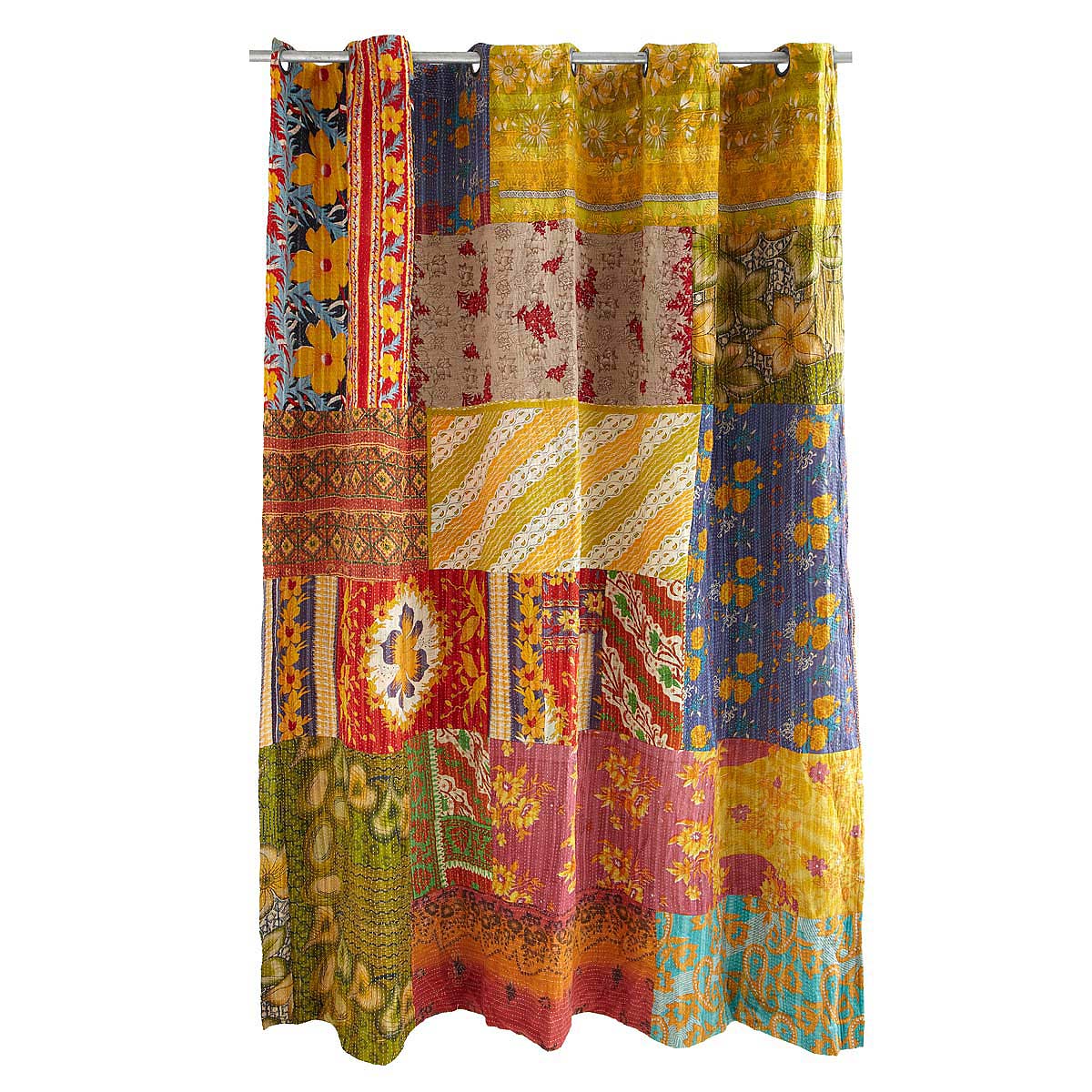Kantha Shower Curtain recycled sari, handmade, kantha