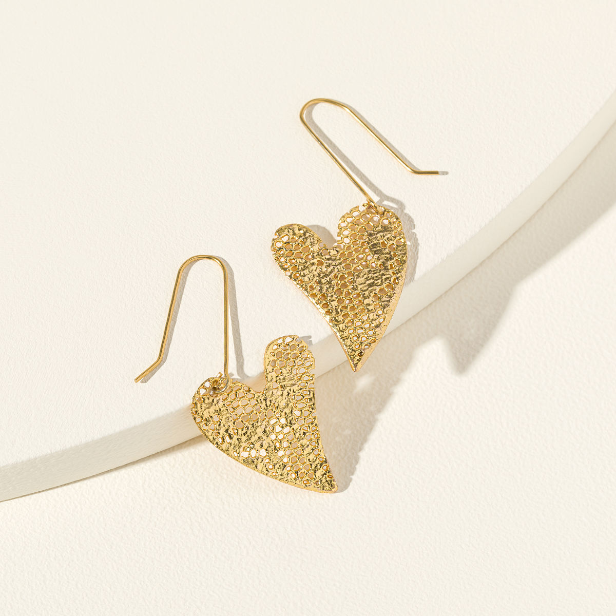 Mini Gold Dipped Lace Heart Earrings heart earrings