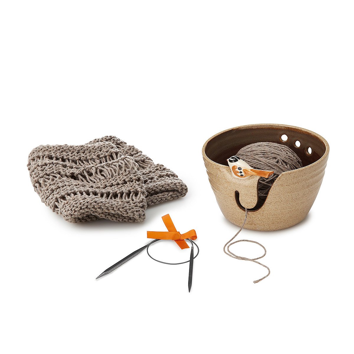 Birdie Yarn Bowl Knitting Kit DIY, knitting pattern, yarn bowl