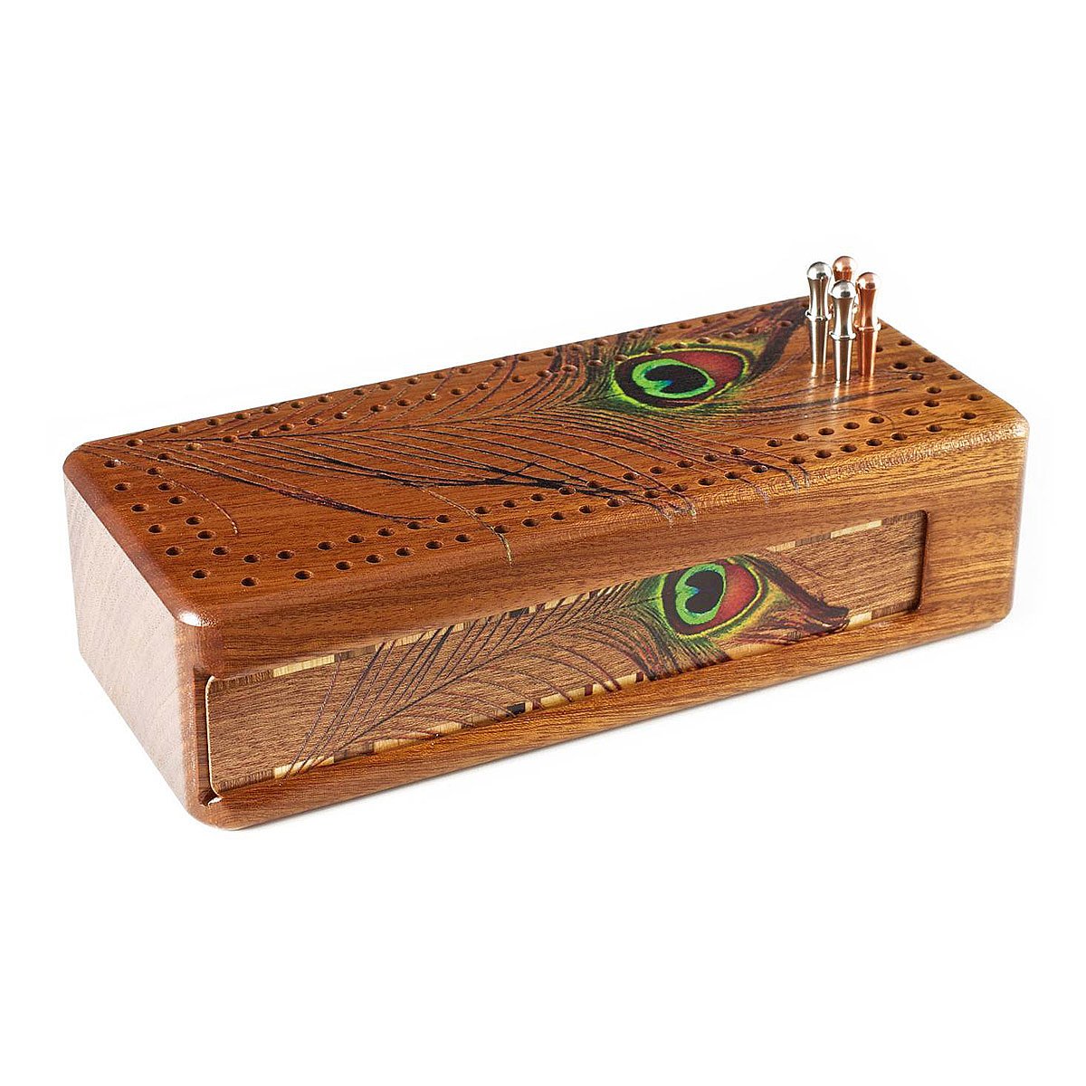 Peacock Feather Cribbage Board cribbage set