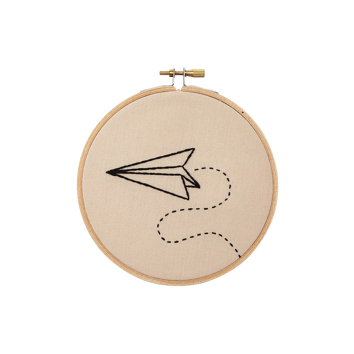 Paper plane embroidery hoop art  travel art kids room art  uncommongoods