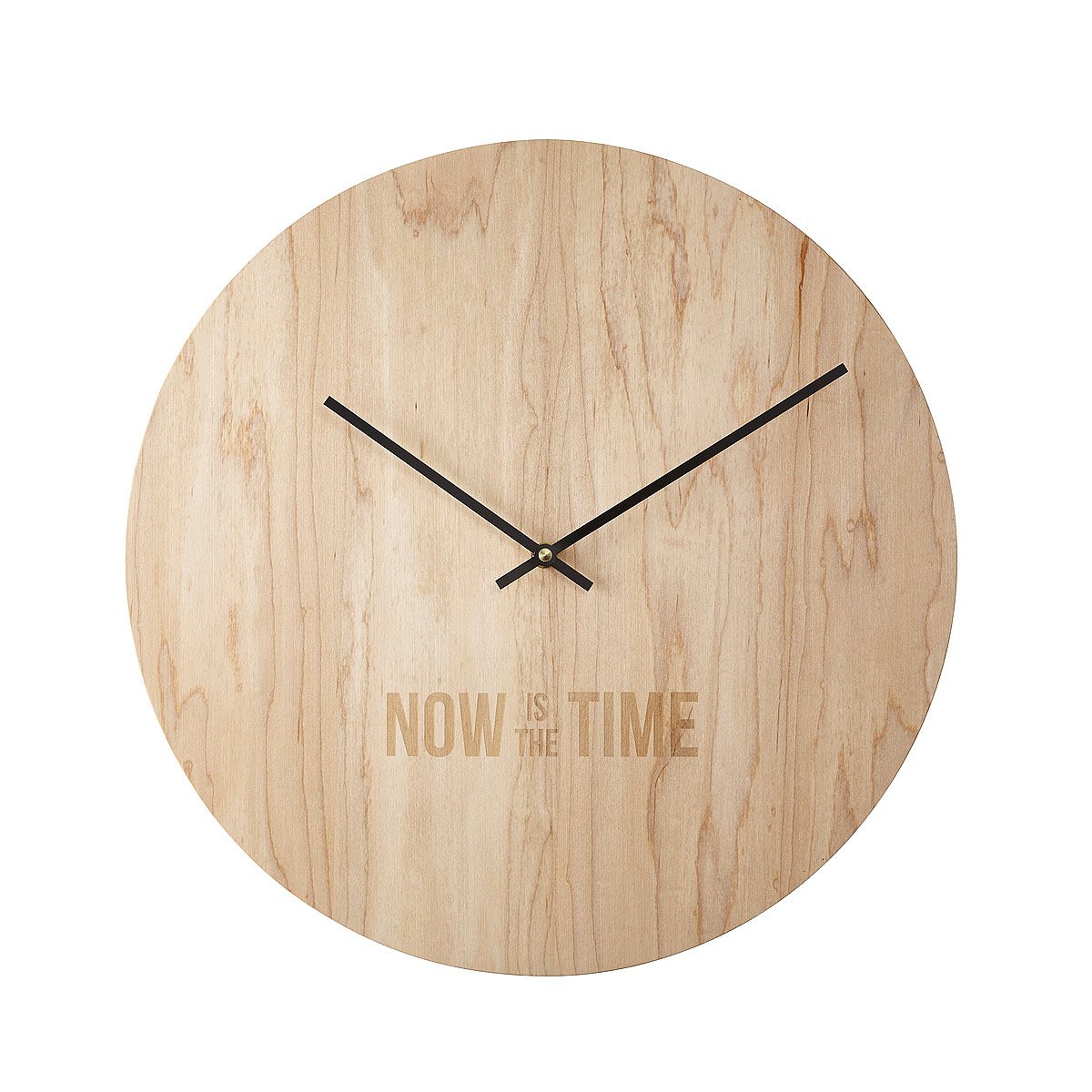Now is the Time Clock wood clock, inspirational quote, maple wood