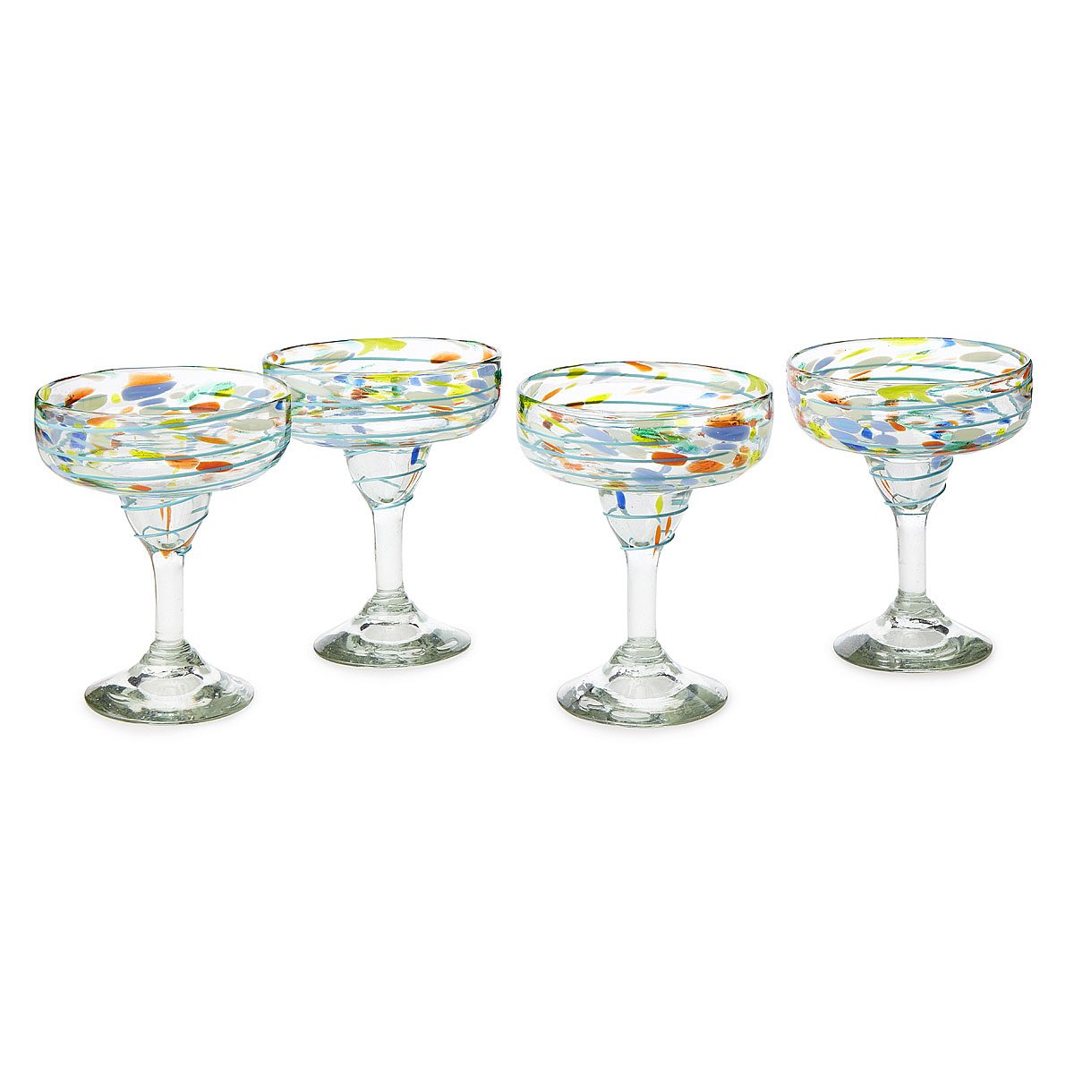 Recycled Confetti Margarita Glasses Set Of 4 Mexican Glass Uncommongoods