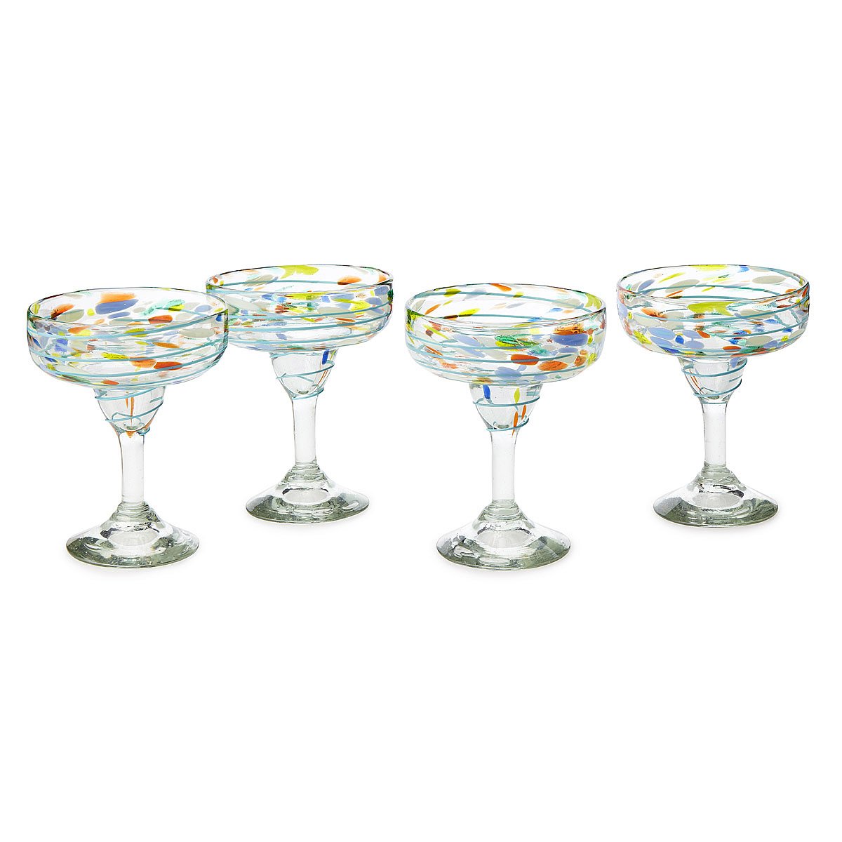 Recycled Confetti Margarita Glasses Set of 4 Mexican glass