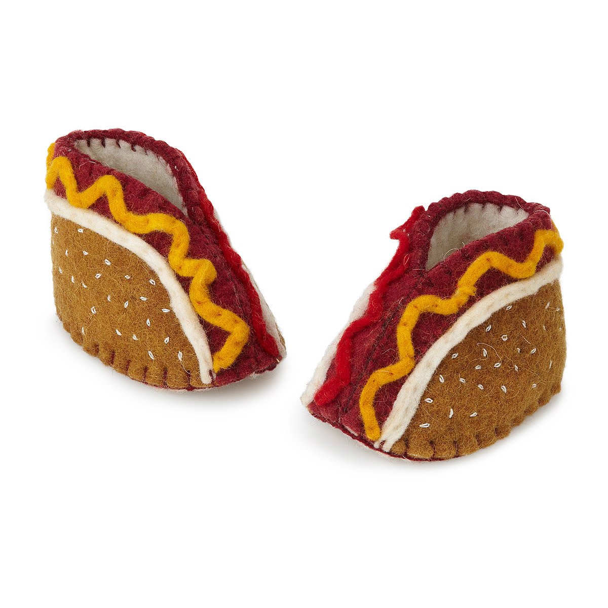 Hot Dog Booties baby shoes, handmade
