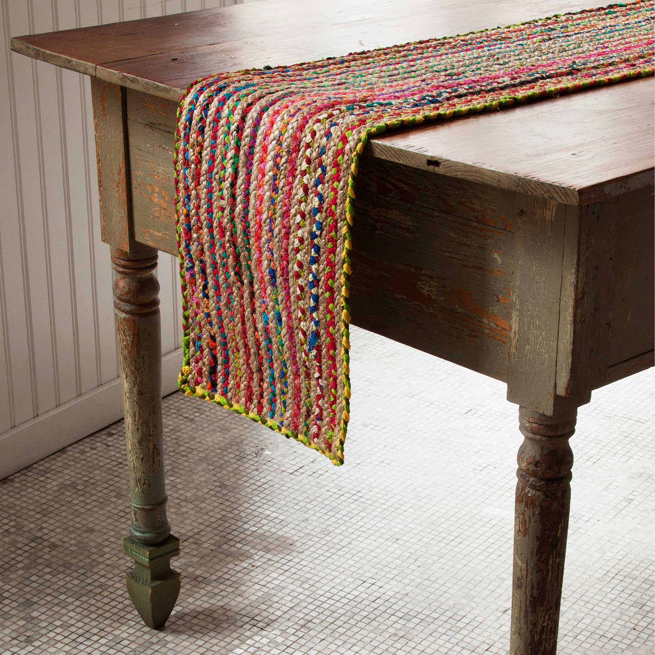 Sari and Hemp Table Runner recycled sari home decor