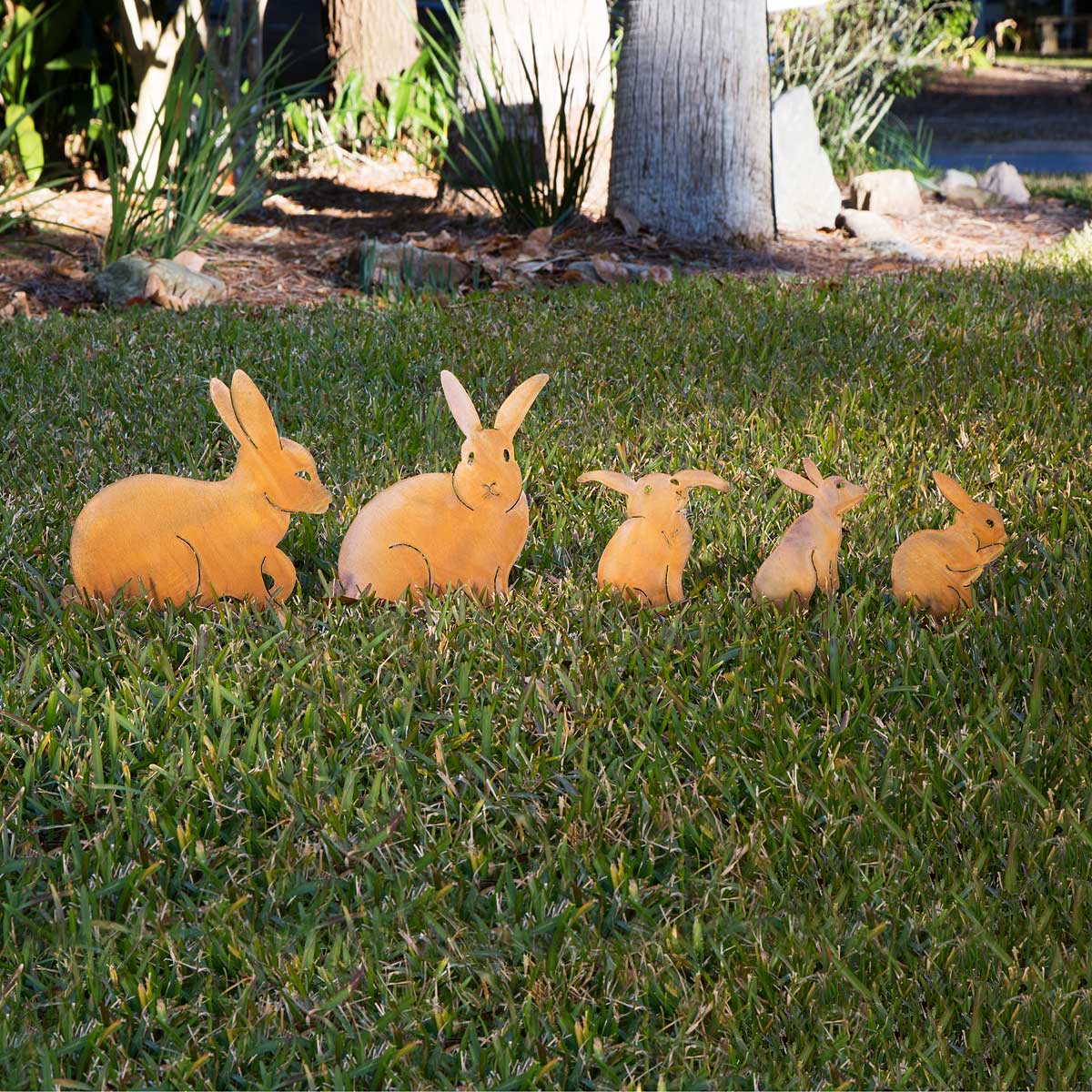 Bunny Family Garden Sculptures - Set of 5 | garden decor, rabbit decor