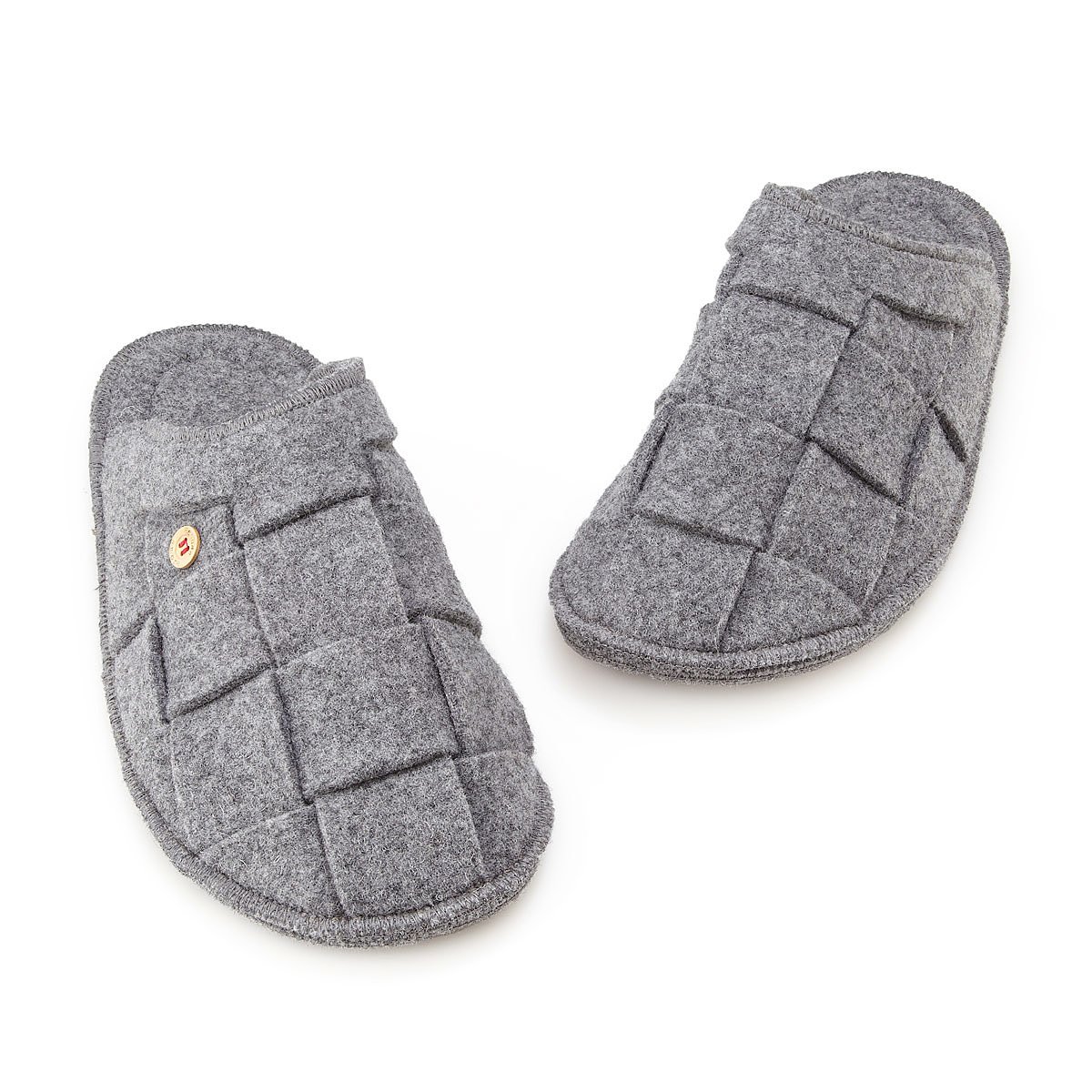 Crosshatch Grey Wool Slippers wool slippers, handmade slippers