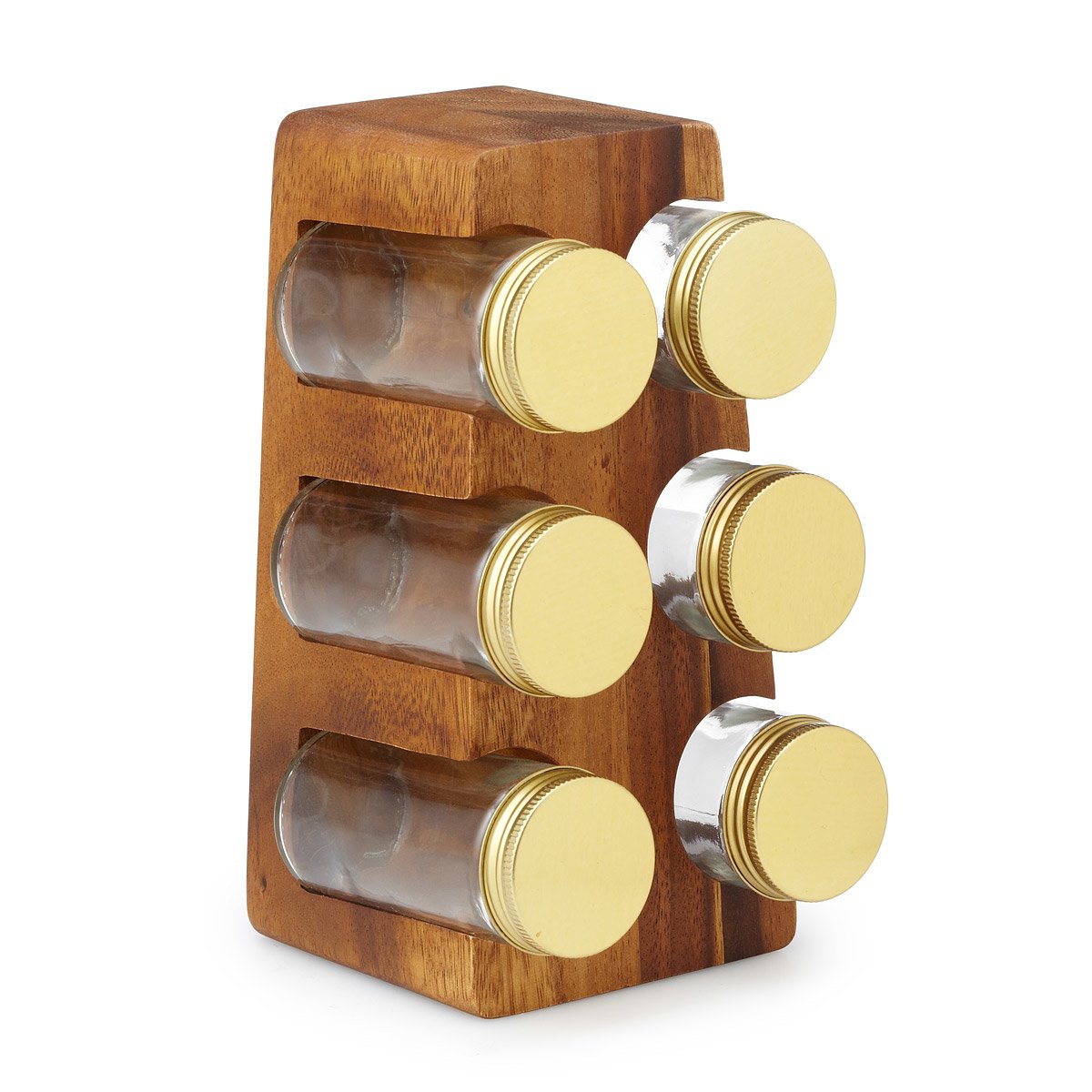 Acacia Stand with Spice Jars Acacia wood spice rack, wooden spice