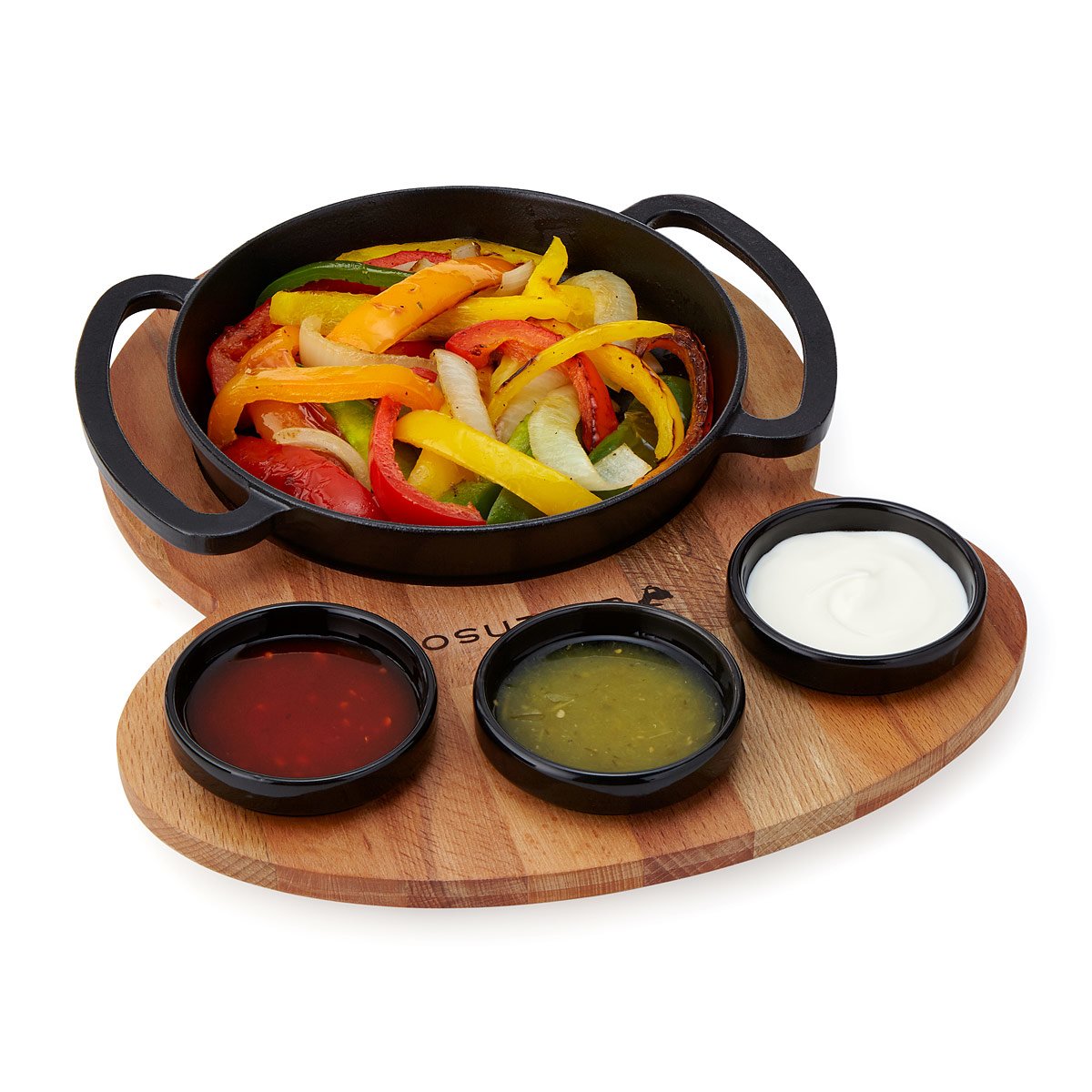 Cast Iron Serving Set with Wood Trivet Serving tray, cast iron