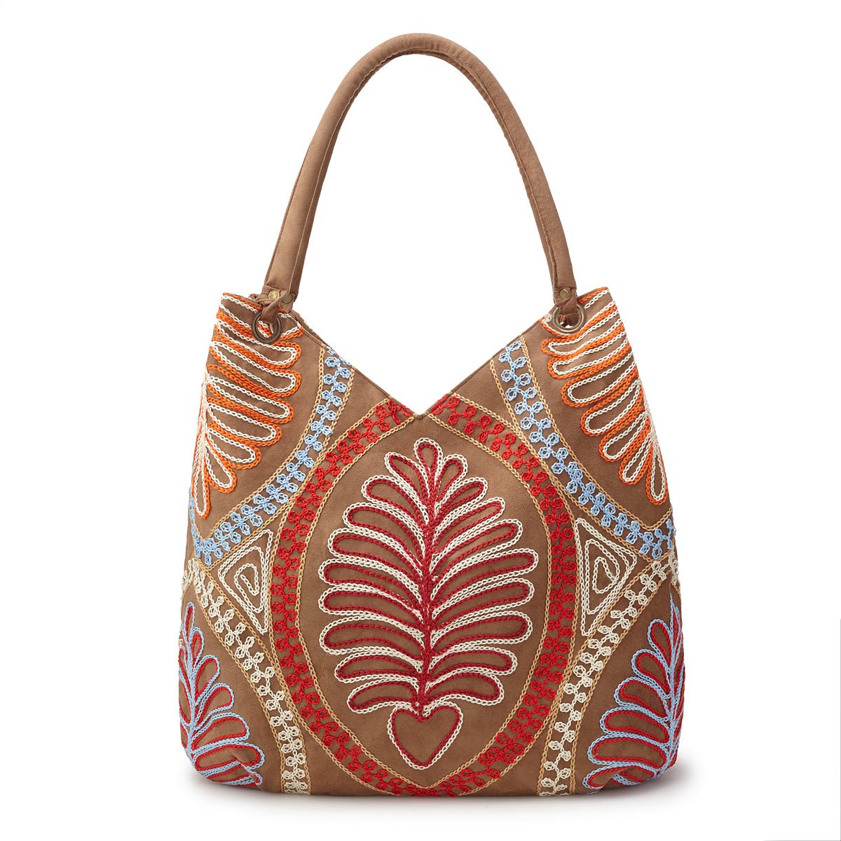 Fern Frond Hand Embroidered Shoulder Bag handmade purse, fair trade