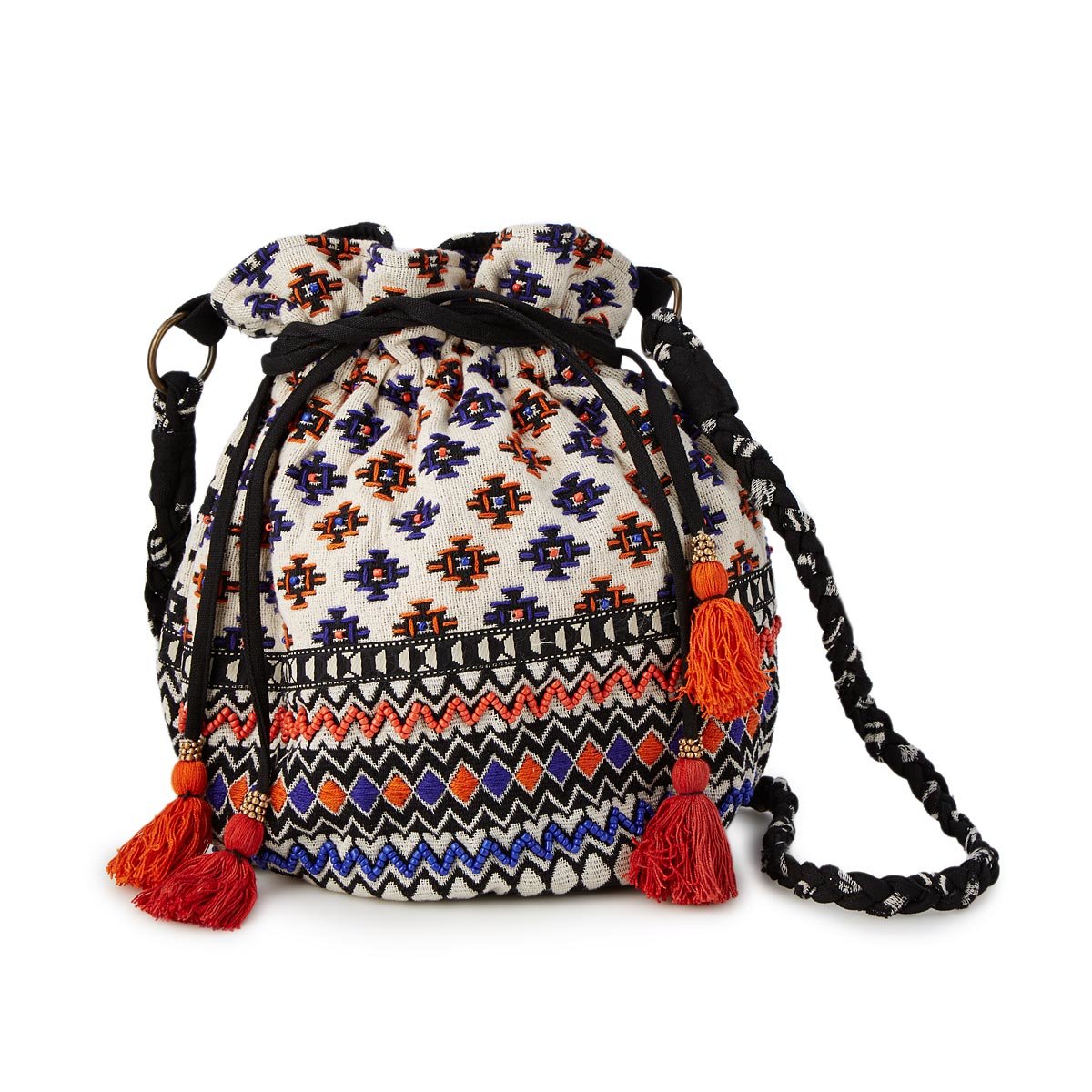 Beaded Crossbody Drawstring Bag drawstring bag, embroidered tote