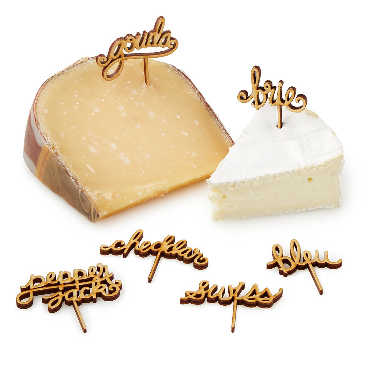 Wooden Cheese Picks Set of 6 cheese markers