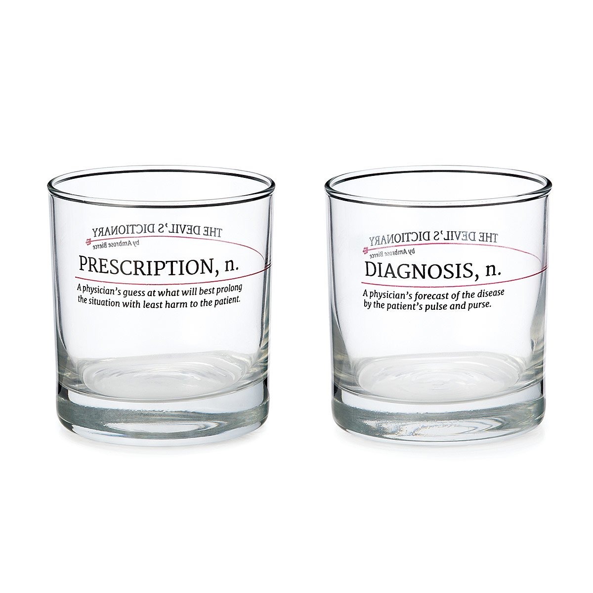Devil's Dictionary Medicine Glasses Set of 2 Playful Definition