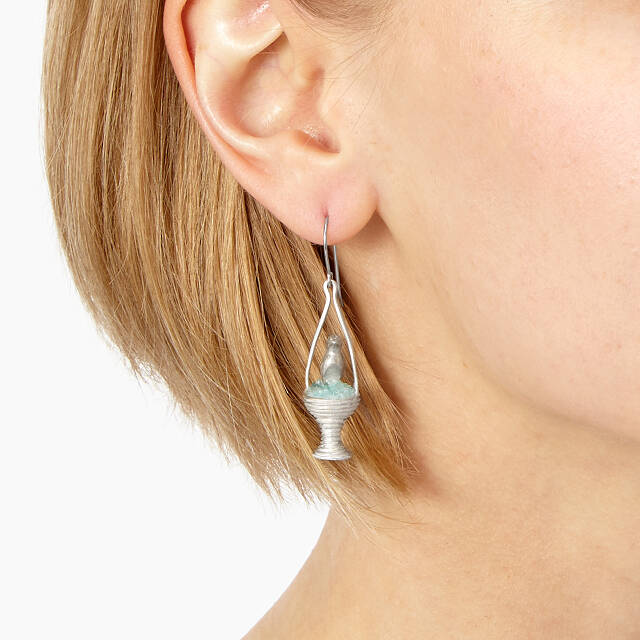 Sterling and Gemstone Bird Bath Earrings aquamarine jewelry
