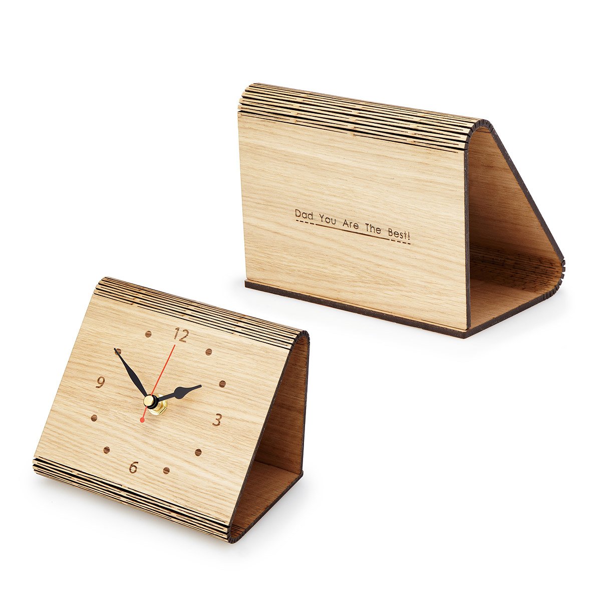 Personalized Flex Time Clock living hinge, oak