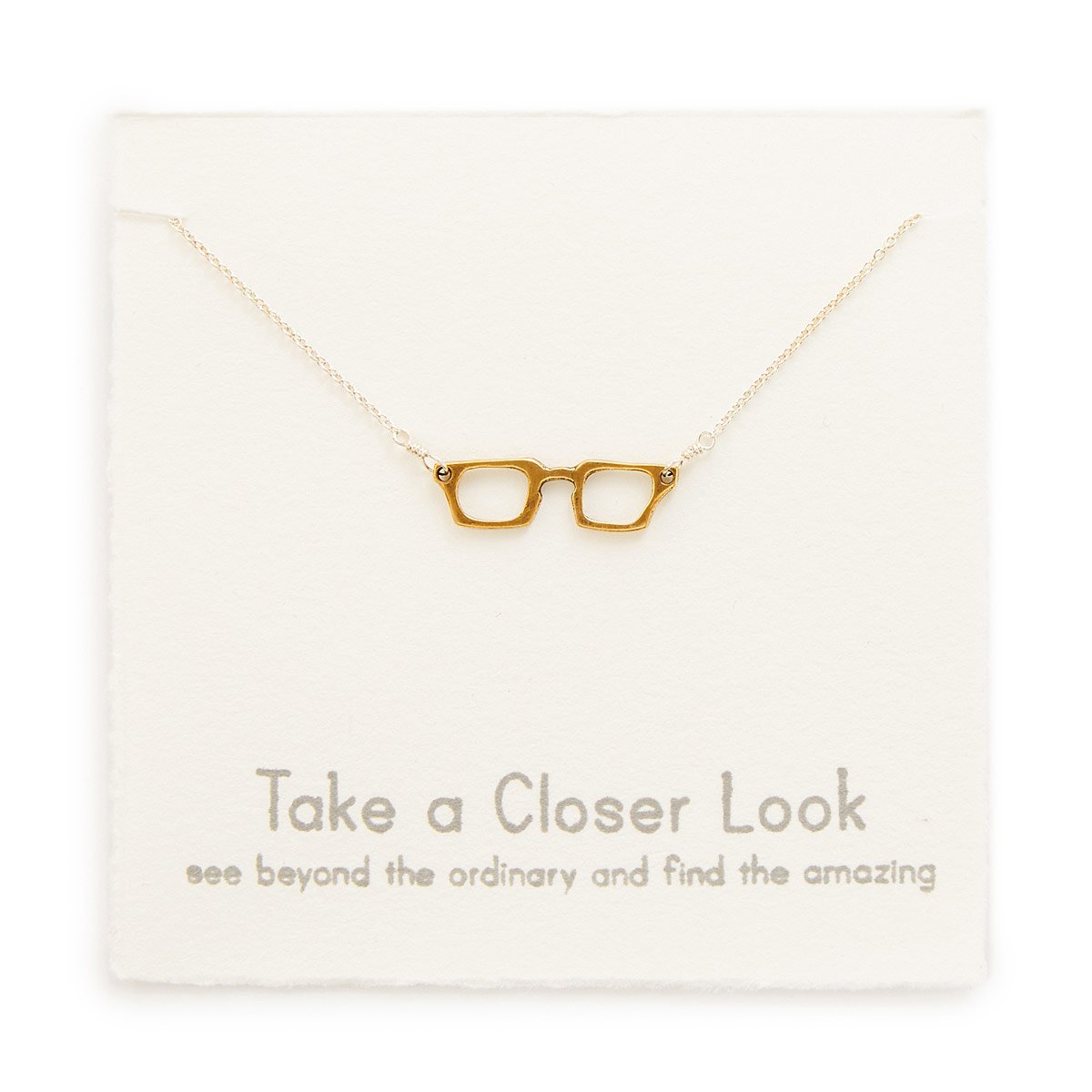 Eyeglasses Charm Necklace Handmade Bronze Pendant