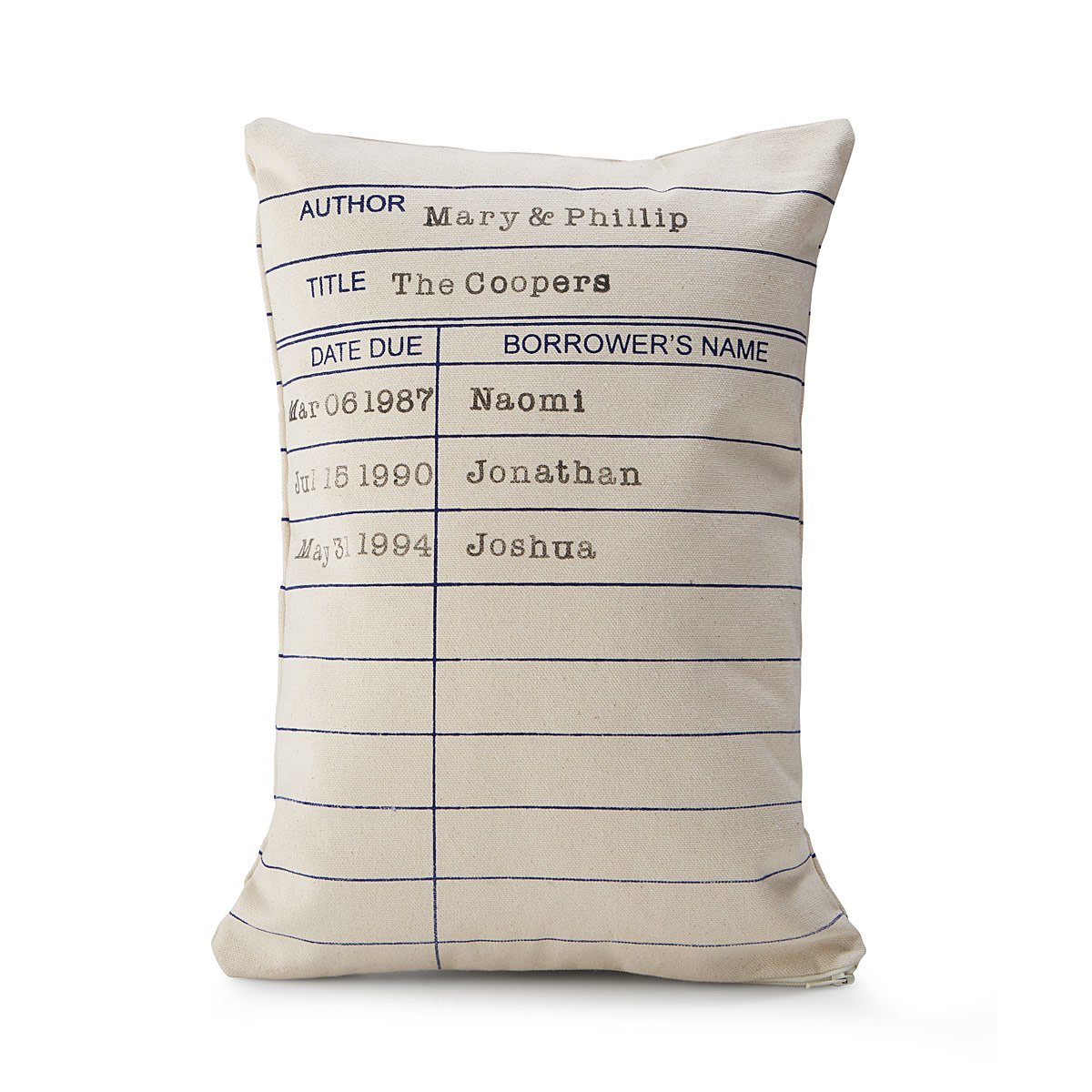 Personalized Library Card Pillow Throw Pillows, Decorative Pillows