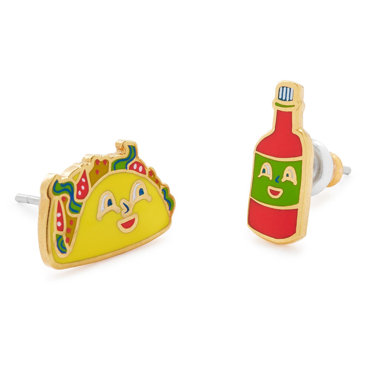Taco and Hot Sauce Mismatched Earrings Food Jewelry