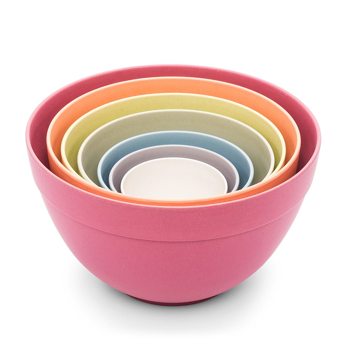 Pastel Bamboo Nesting Bowls Set of 7 Bamboo Fiber, Mixing Bowls