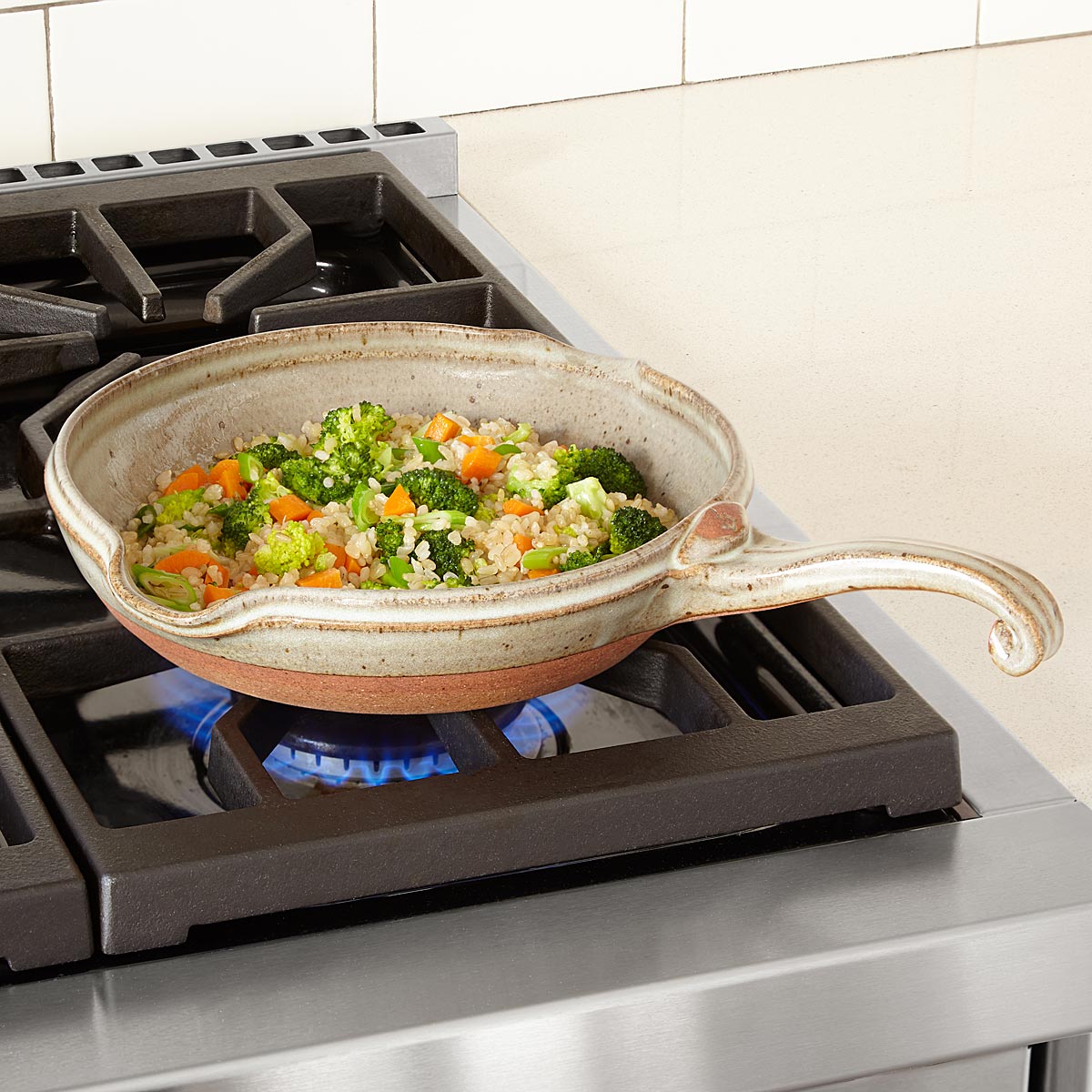 Flameware Stovetop and Grill Skillet Clay Pot Cooking, Ceramic