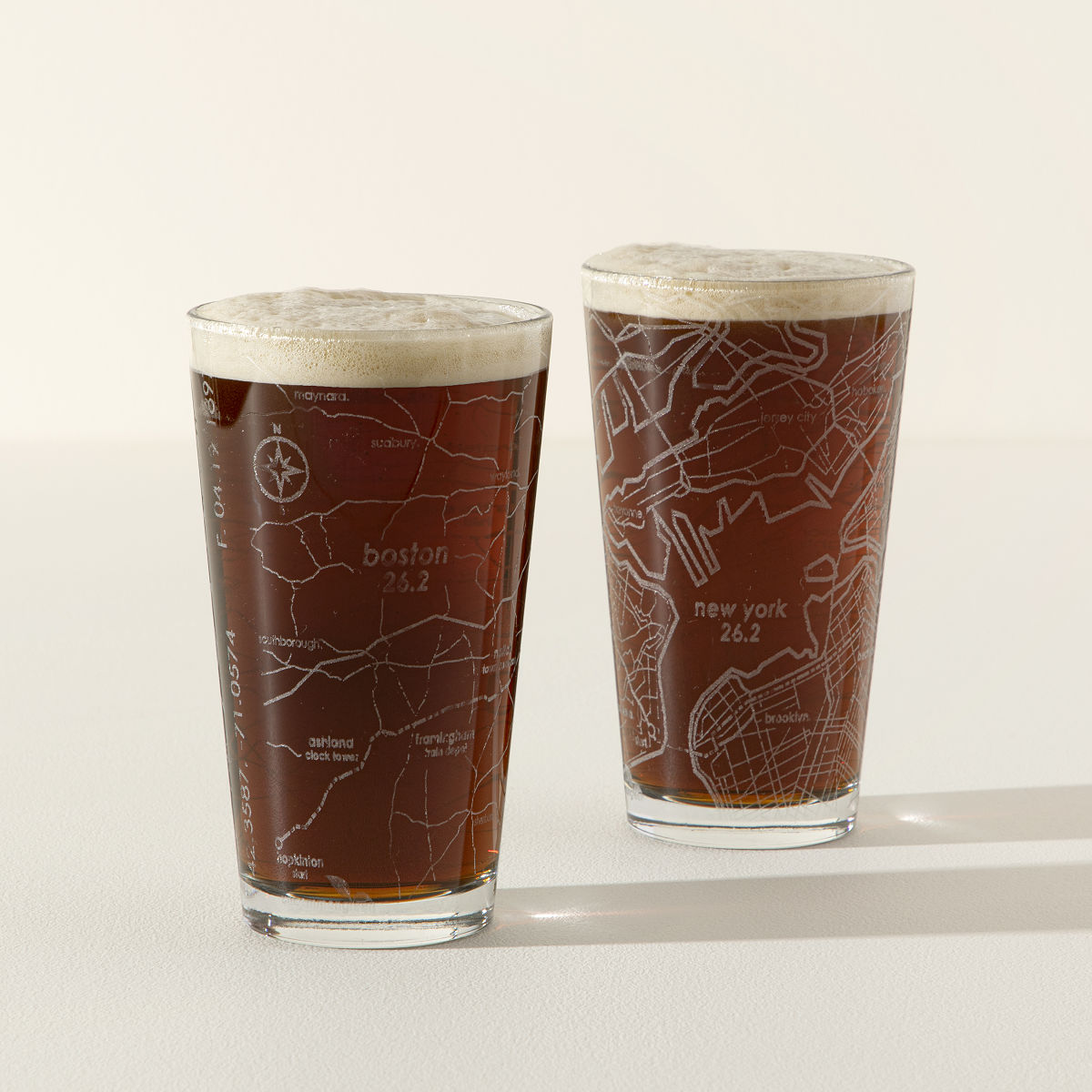 Etched Marathon Pint Glass Gifts for Runners, Gifts for Marathon