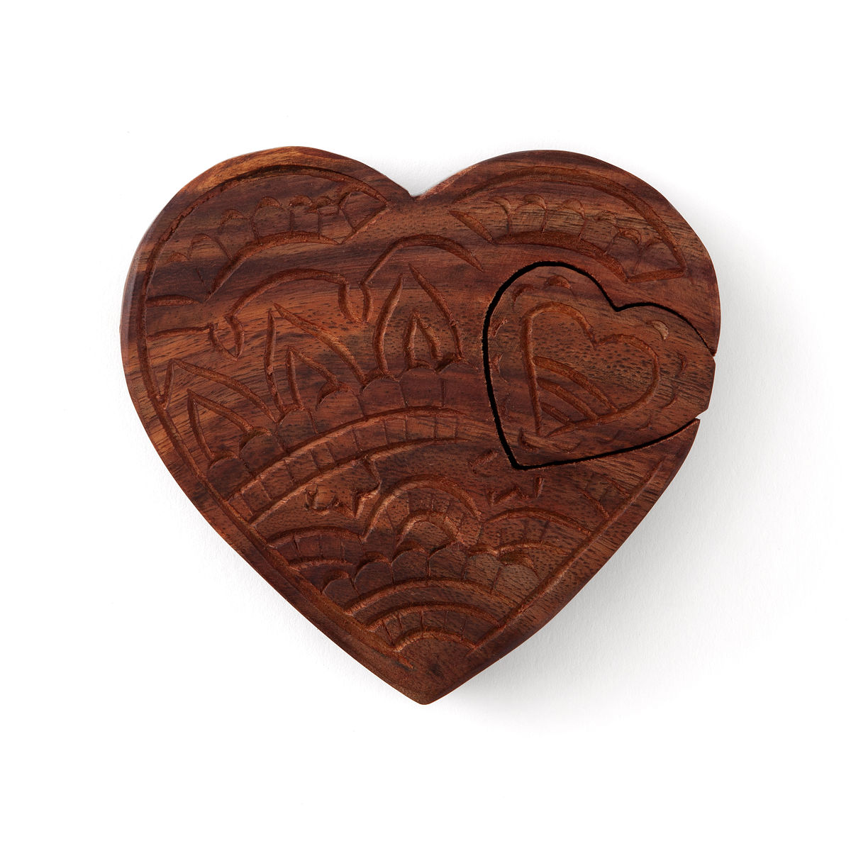 Hand Carved Heart Keepsake Box Puzzle Box