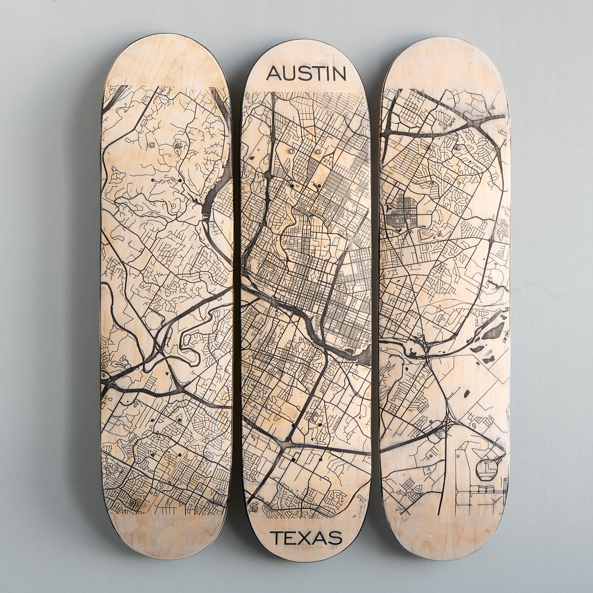Custom Engraved 3 Deck Skateboard Map Skateboard Art Goods