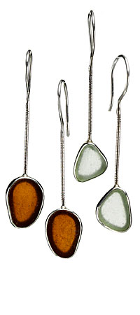 SEA GLASS EARRINGS | Seaglass Earrings - Beautiful Earth or Sky Tone Accessories, Handmade by Jessica Lee from Recovered Sea-polished Glas | UncommonGoods