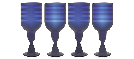 COBALT STRIPE GOBLETS - SET OF 4 - UncommonGoods :  cobalt goblets home party