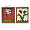 recycled tin and wood flower wall art
