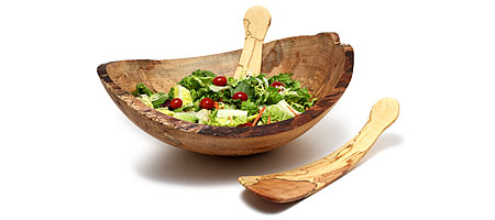 Spalted Oval Serving Bowl And Servers