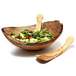 SPALTED OVAL SERVING BOWL AND SERVERS
