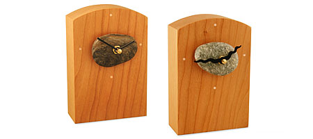 Sea Stone & Cherry Wood Clock
