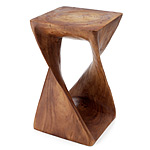 Monkey Pod Wood Twist Stool from uncommongoods.com