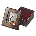 HORSESHOE RELIQUARY BOX | Handmade Copper box with horseshoe charm and various beads floating under glass lid | UncommonGoods :  jewelry box desk item grace gunning coin box
