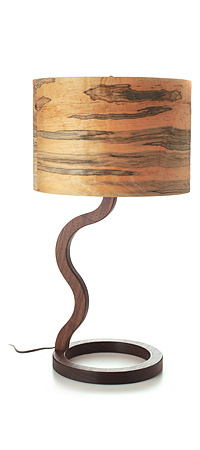 Walnut and Wormy Maple Wooden Lamp