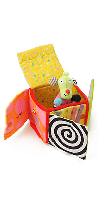 PEEK O FABRIC ACTIVITY BOX | Soft Surprise Multi-Sensory Baby Toy Aids In Development | UncommonGoods