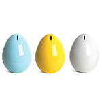 Ceramic Egg Bank | Light Blue, Bright Yellow And Glossy White By Jim Shatz :  bright and glossy yolk yellow jim schatz egg banks