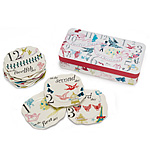 12 DAYS OF CHRISTMAS APPETIZER PLATE SET | Whimsical, Modern Design, Fresh Colors, Vintage Images, Christmas Tradition, Holiday Dinnerware | UncommonGoods : fun colors uncommongoods pretty appetizer plates