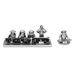 WRITE NO EVIL PEWTER PEN HOLDERS