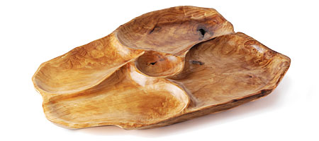 Handmade Artisan Root Compartment Platter